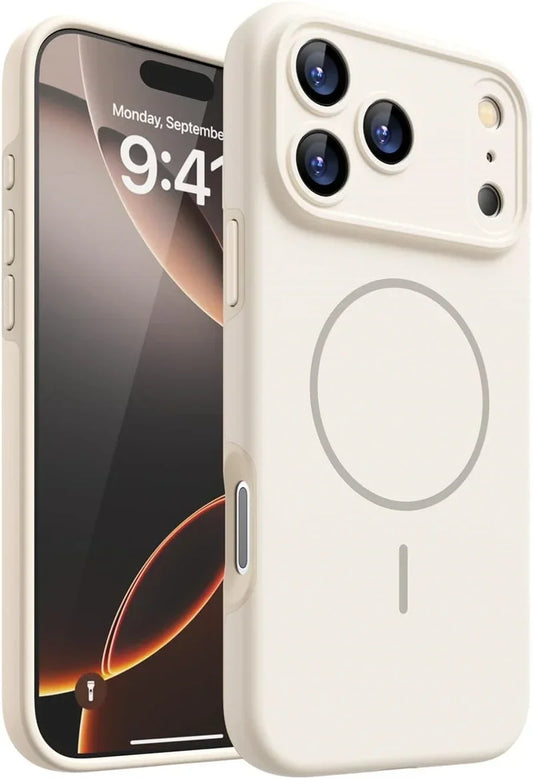 Orange Magnetic Silicone Case for iPhone 15–17 Pro Max – Soft MagSafe Cover