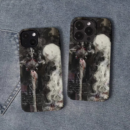 Chic Medieval Art Painting Witch & Sword Back Cover for iPhone 16–11 Pro Max