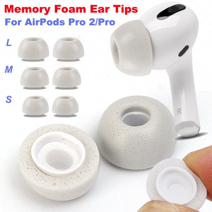 Memory Foam Eartips for AirPods Pro 1 & 2 – Soft & Case-Friendly Fit