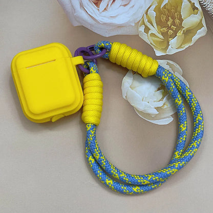 Korean Candy Color Soft Silicone Case for AirPods 1–4 with Anti-Lost Lanyard