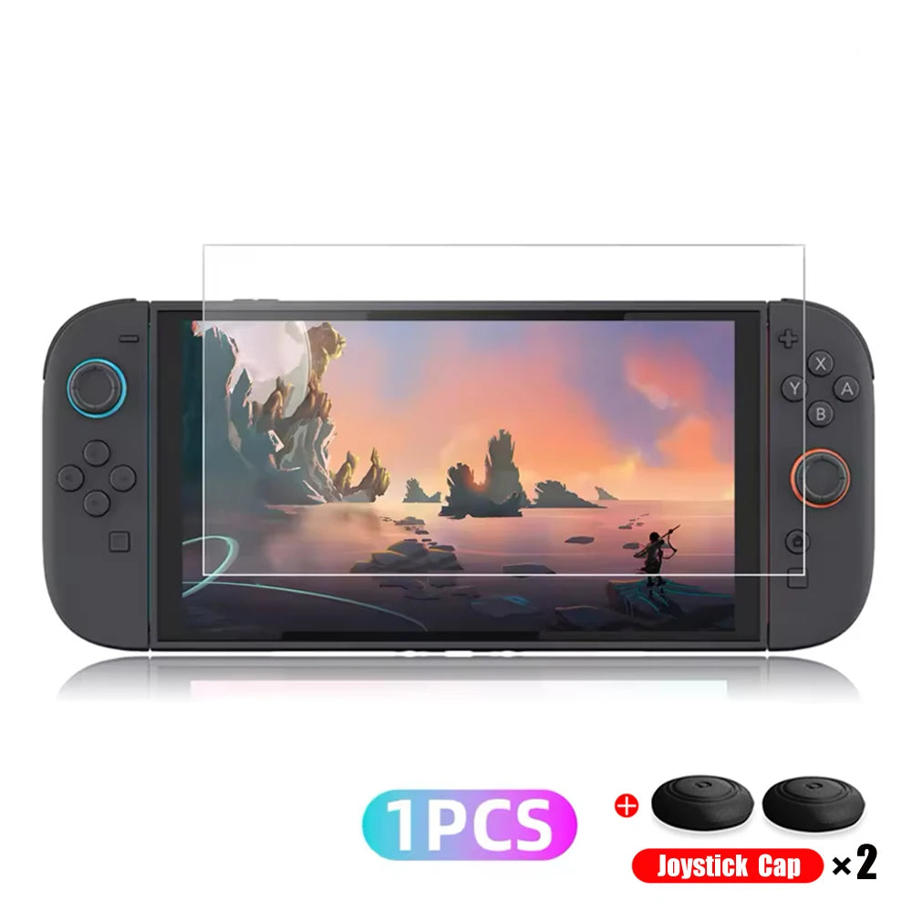 Tempered Glass Screen Protector for Nintendo Switch 2 + Joystick Cap Accessories