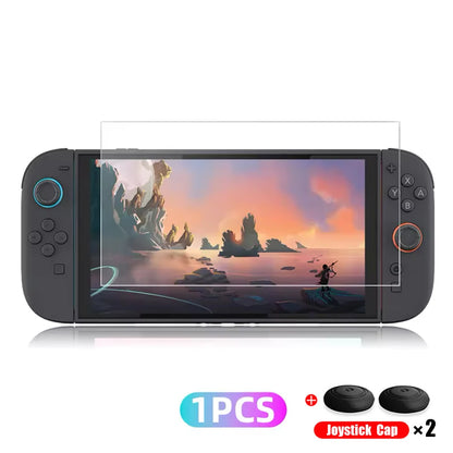 Tempered Glass Screen Protector for Nintendo Switch 2 + Joystick Cap Accessories