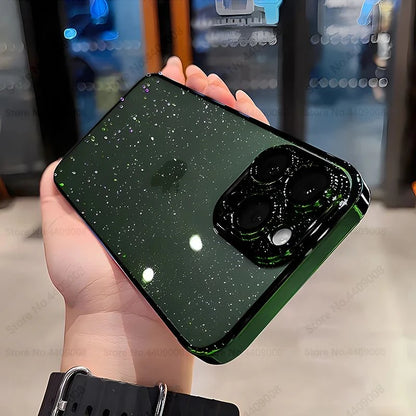 Luxury Clear Glitter Plating Case for iPhone 16 15 14 13 12 Pro Max Plus