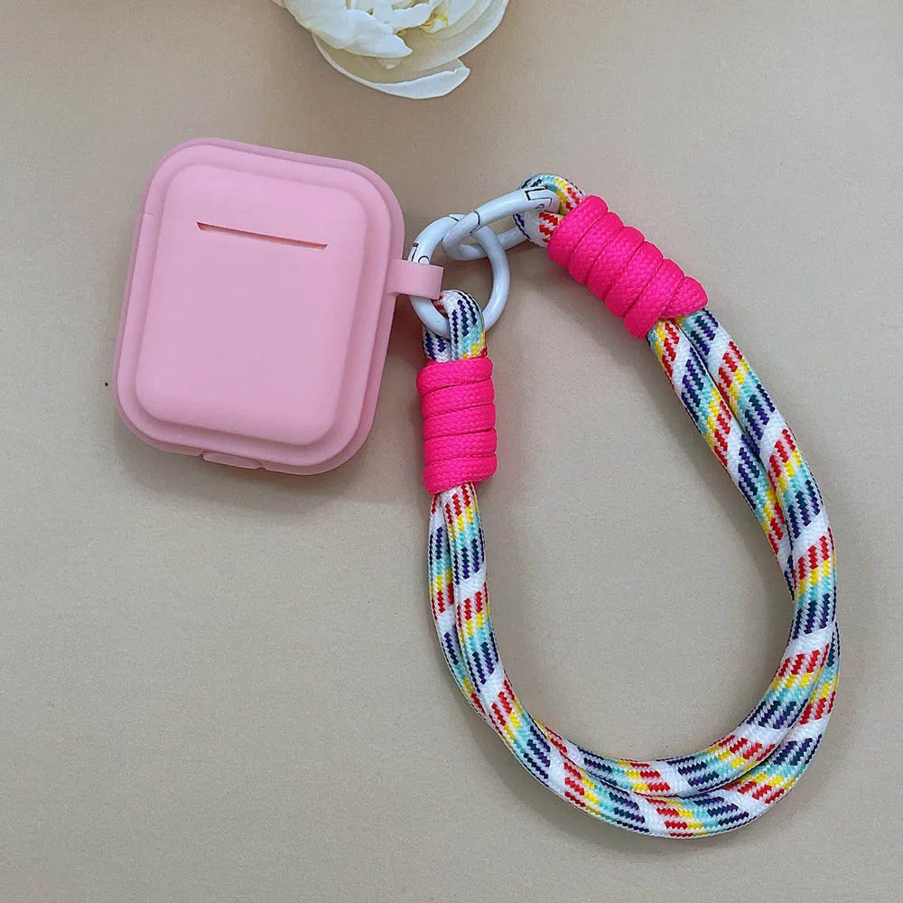 Korean Candy Color Soft Silicone Case for AirPods 1–4 with Anti-Lost Lanyard