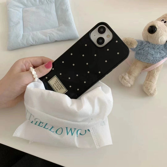 Black Border Polka Dot Case for iPhone XR XS Max 12–16