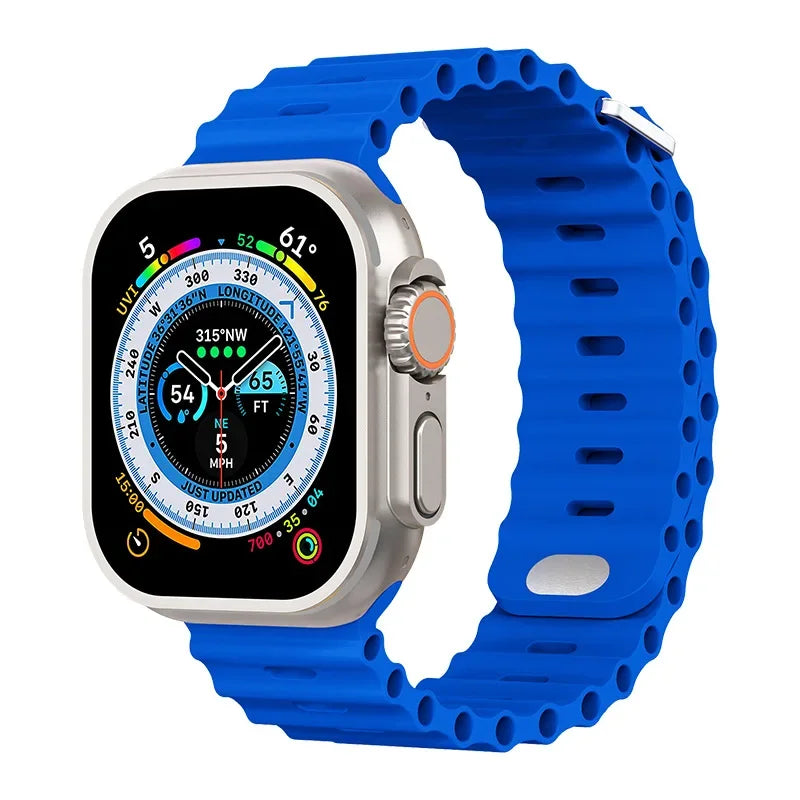 Ocean Silicone Strap for Apple Watch Ultra 3/2 & Series 11–4 SE Band