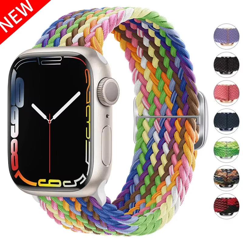 Elastic Braided Strap for Apple Watch Ultra 49mm and Series 9–SE, 45–38mm