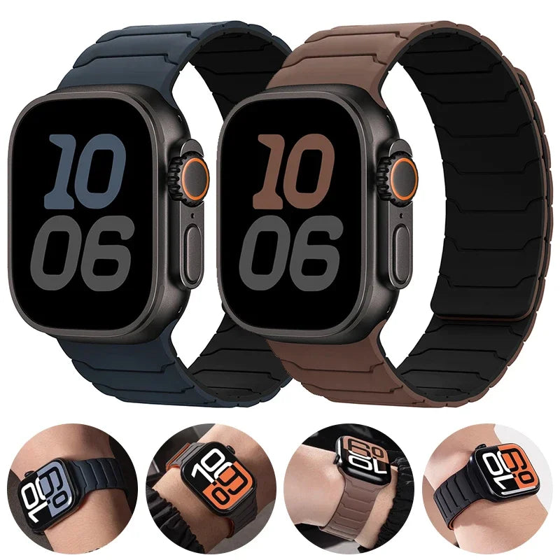 Magnetic Silicone Strap for Apple Watch Ultra 2, Series 10/9/8/7 (49mm-38mm)