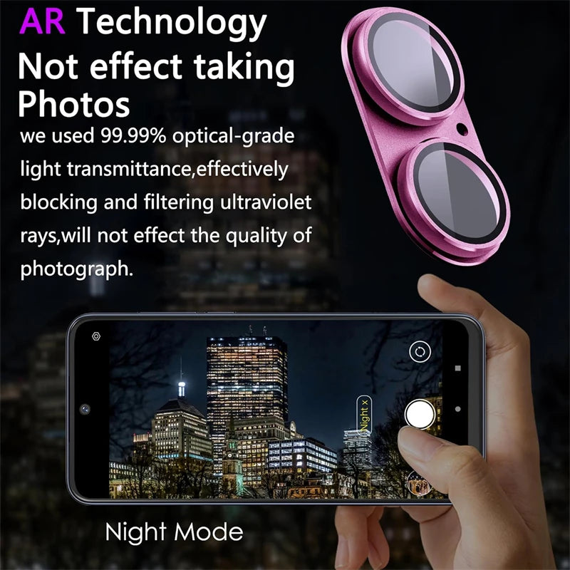 2PCS Metal + Tempered Glass Camera Lens Protector for iPhone 16–13 Pro Max/Plus