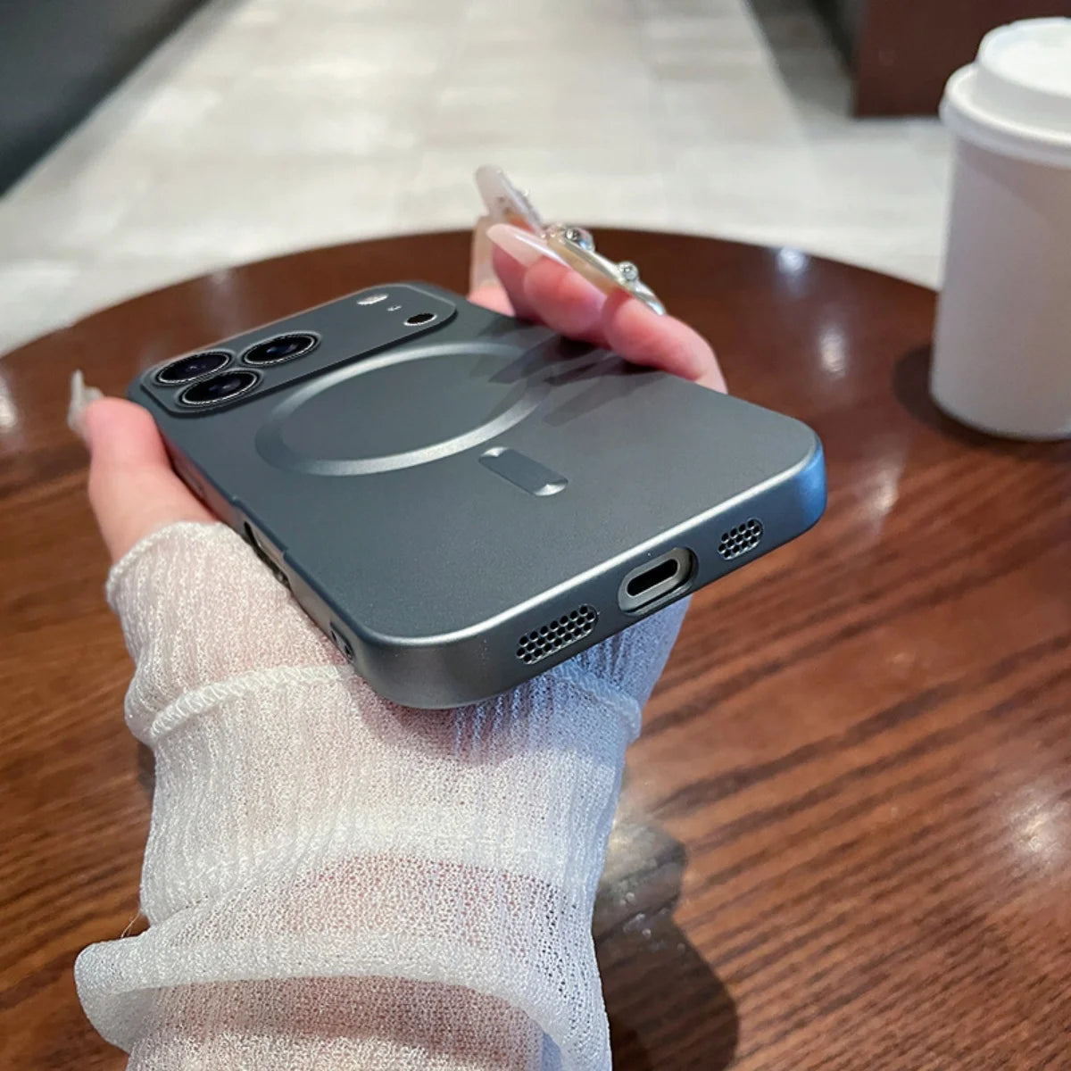 Metallic Paint MagSafe Soft Case for iPhone 14 13 12 11 Pro Max Plus Cover