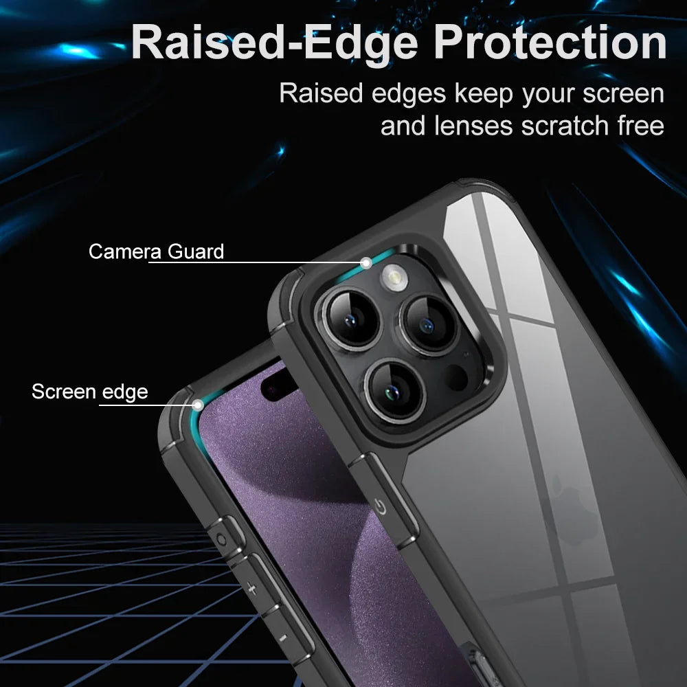 Luxury Transparent Shockproof Armor Case for iPhone 16 15 14 13 12 11 Pro Max