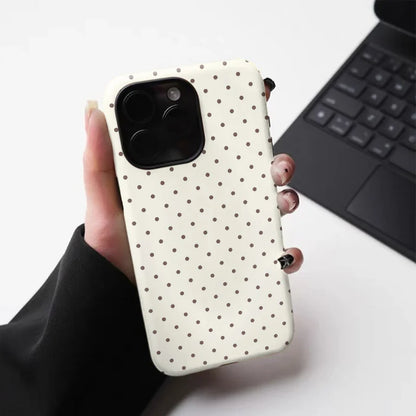 Classic White Polka Dots 2-in-1 Tough Glossy Phone Case for iPhone 17–7 Plus XR