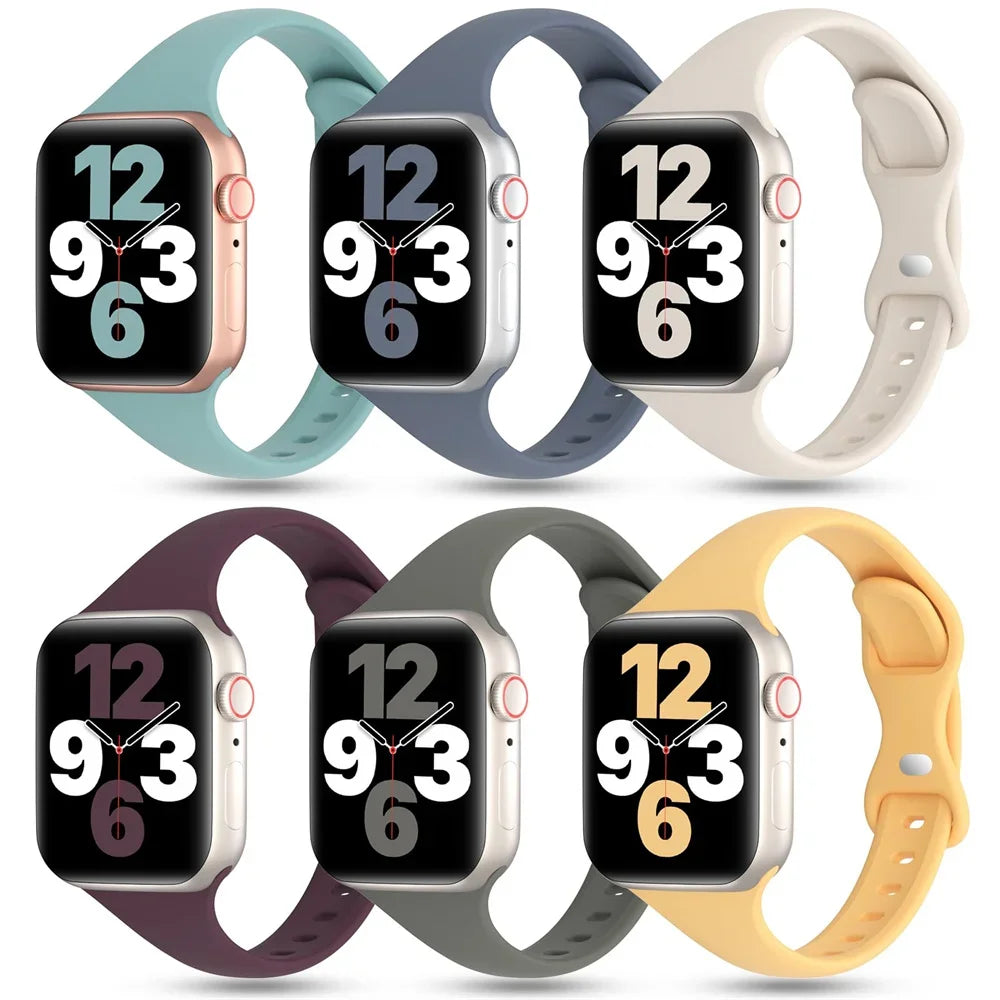 Slim Silicone Sport Strap for Apple Watch 38-49mm Series 3 to Ultra 2