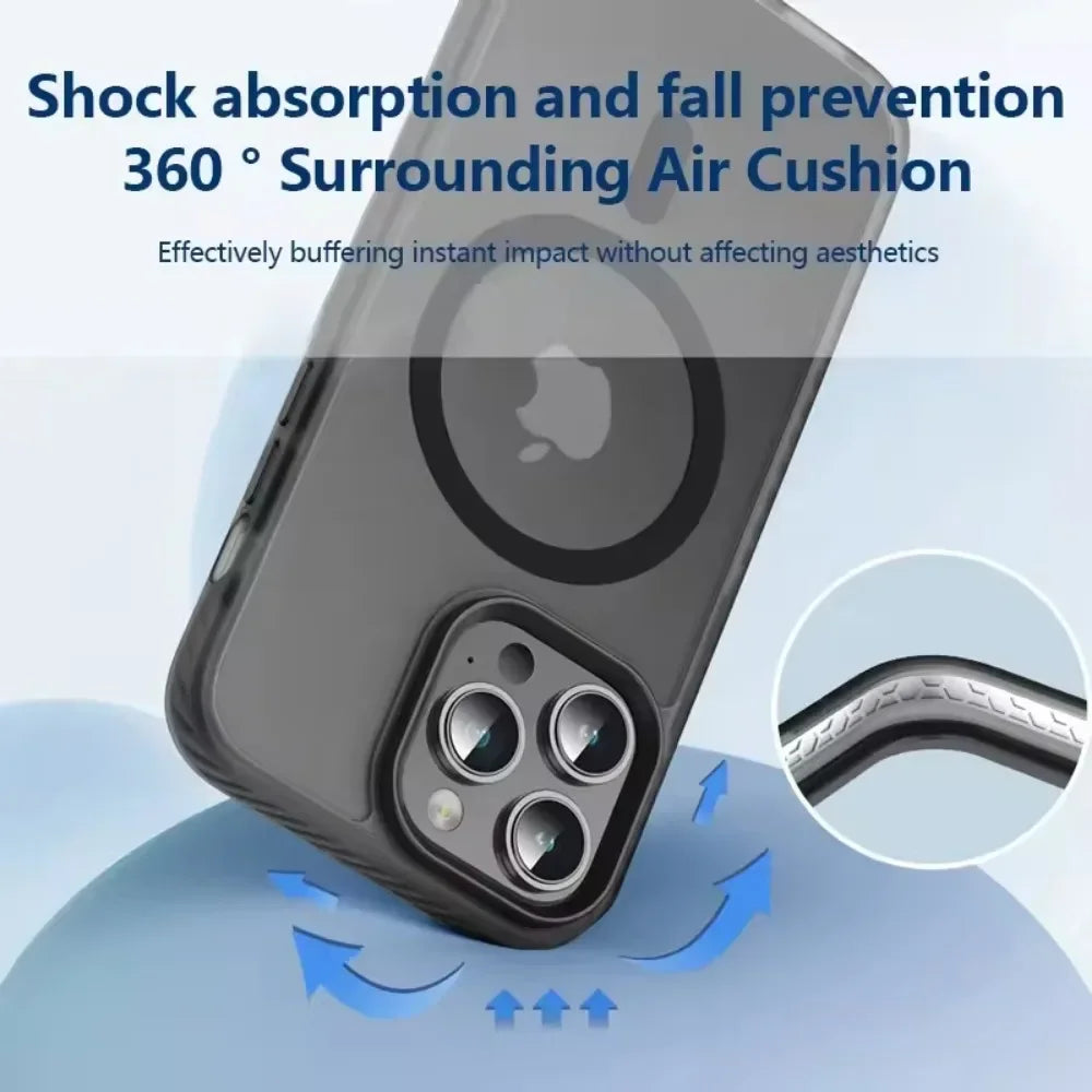 Matte Shockproof MagSafe Case for iPhone 11–16 Pro Max with Wireless Charging
