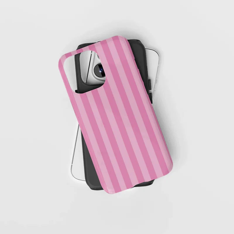 Fresh Pink Stripes Case for iPhone 17–7 Pro Max 2-in-1 Tough Glossy Cover