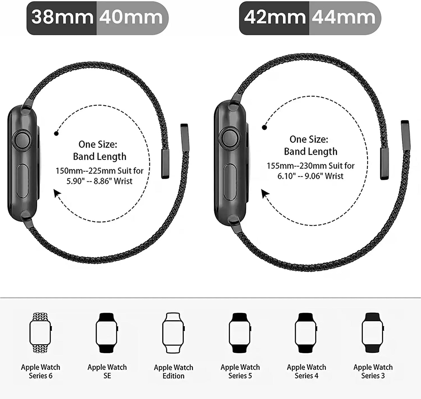 Milanese Magnetic Strap for Apple Watch Ultra & Series 10–4 SE Band
