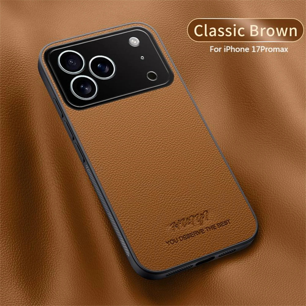 Business Leather Case for iPhone 17–11 | Anti-Fingerprint Shockproof Cover