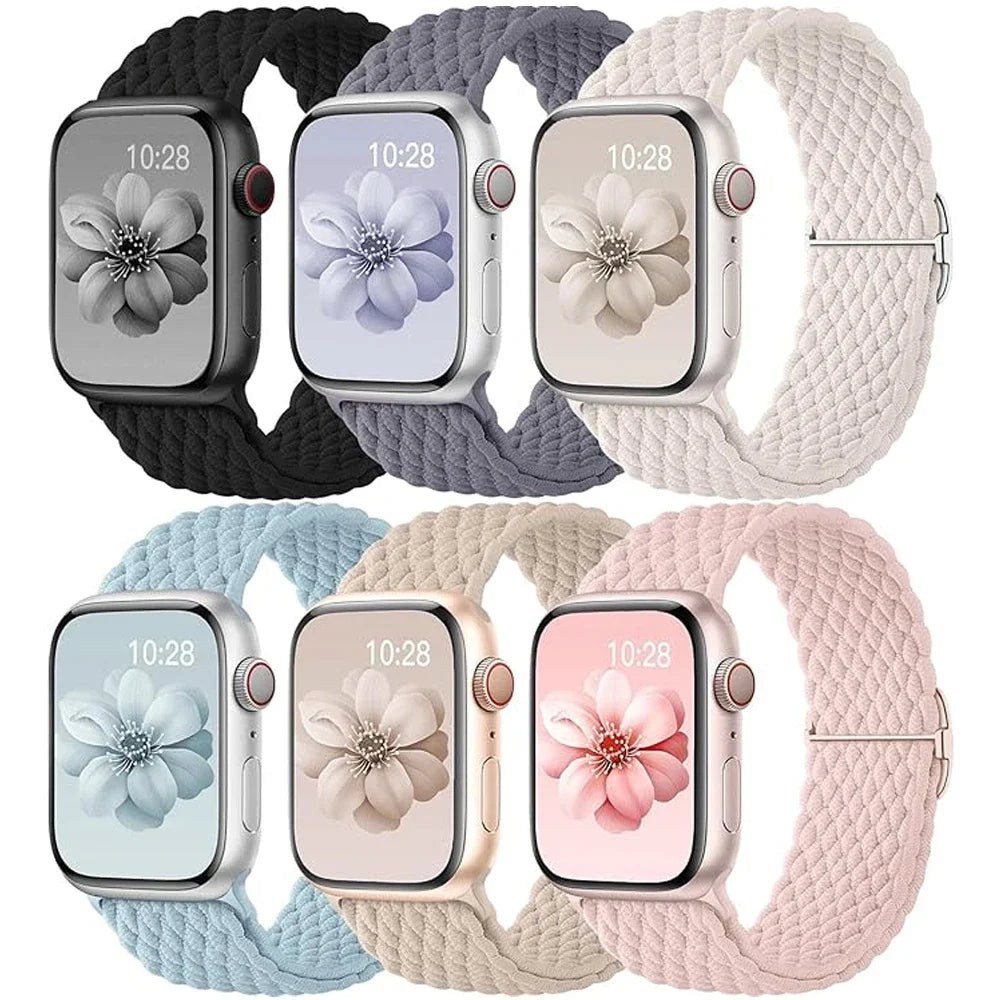 Braided Nylon Strap for Apple Watch Ultra 2/Series 10–4 Adjustable Band