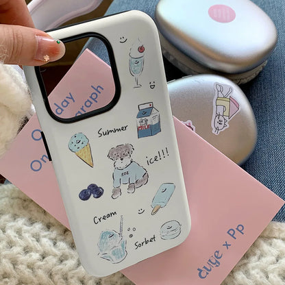 Ice Cream Puppy Acrylic TPU iPhone Case Korean Summer Style