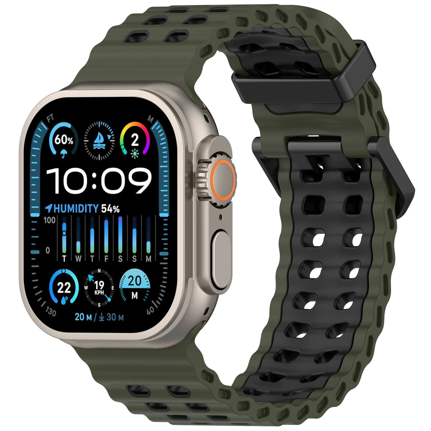 Sporty Ocean Silicone Band for Apple Watch Ultra & Series 4–10