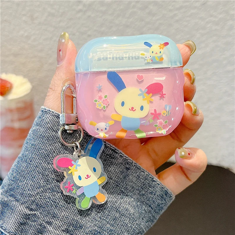 Korean Cute Flower Rabbit AirPods Case for Pro 2/3/4 – Silicone Protective Cover