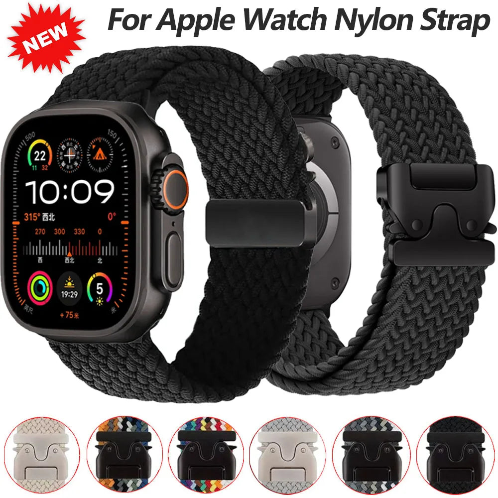 Nylon Parachute Strap for Apple Watch 41–49mm iWatch Ultra/Series 6–11 SE3