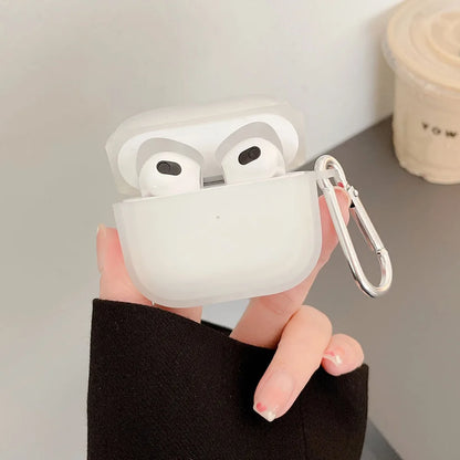 Matte Transparent Case for AirPods 1 2 3 Pro Clear Protective Keyring Cover