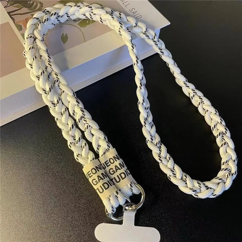 Braided Crossbody Phone Lanyard Strap with Pendant – Women’s Shoulder Cord