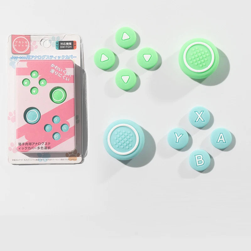 Silicone D-Pad & ABXY Key Stickers for Switch OLED | Joy-Con Grip Cap Set