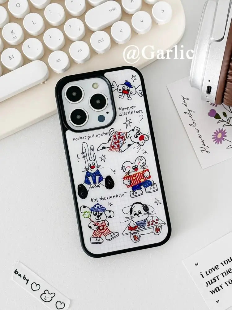 Korean INS Cute Pet Y2K Phone Case for iPhone 16 15 14 13 12 11 Pro Max