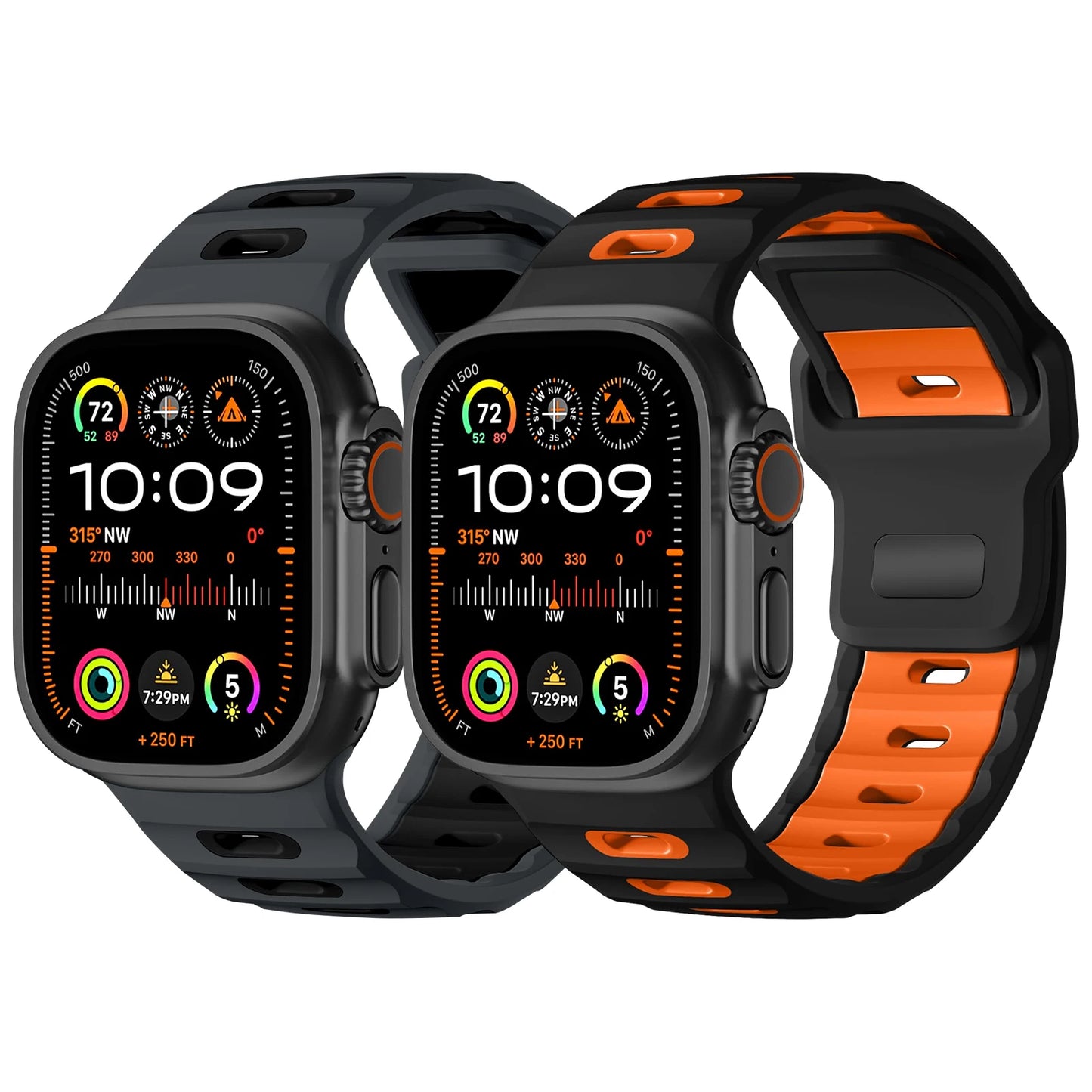 2PCS Silicone Strap Band for Apple Watch Ultra 49mm Series 9 8 7 6 5 4 3 SE
