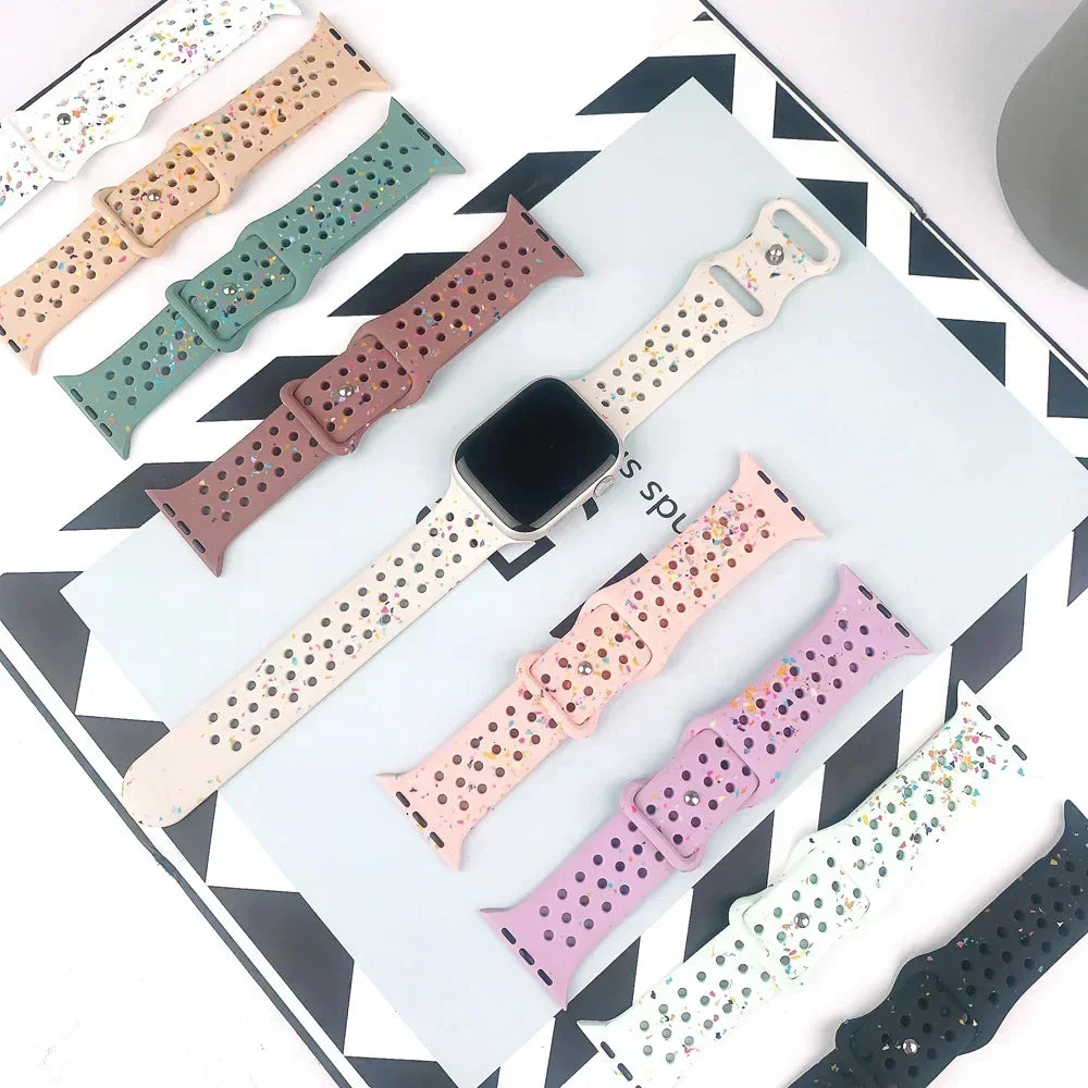 Silicone Breathable Strap for Apple Watch Series 6–9, SE, Ultra 2, 38–49mm Band