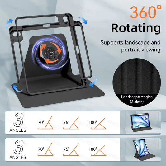 360° Rotation iPad Case for Air, Pro & Mini | Smart Protective Tablet Cover