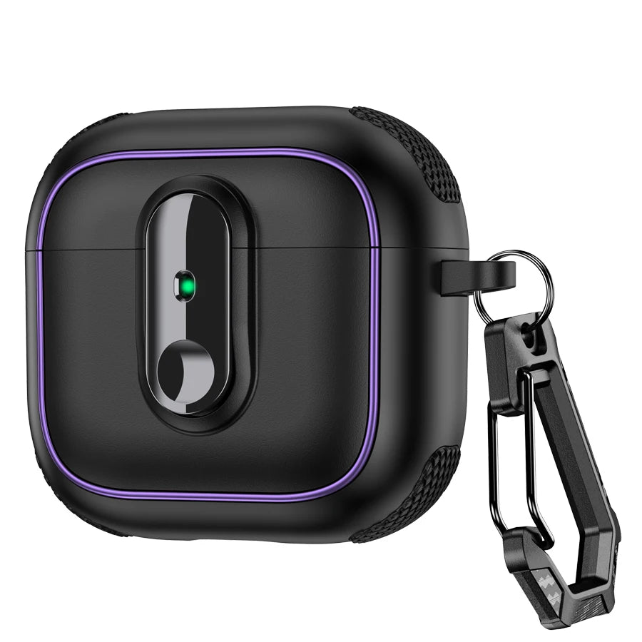 Armor Locking Earphone Case for AirPods 2/3/Pro/4 with Purple Stripes