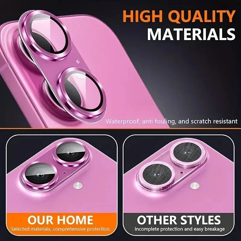 2PCS Metal + Tempered Glass Camera Lens Protector for iPhone 16–13 Pro Max/Plus