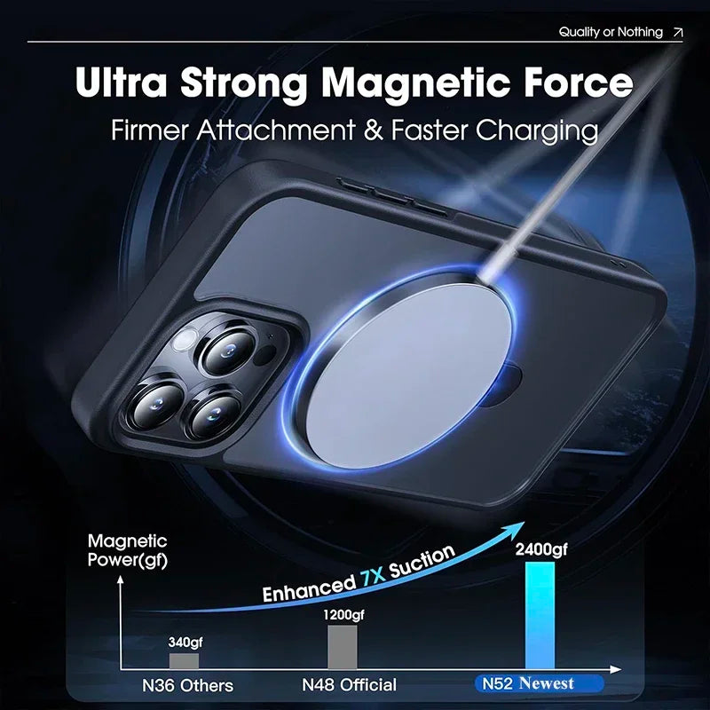 Metal Ring Stand MagSafe Case for iPhone 17 16 15 14 13 12 Pro Max + Lens