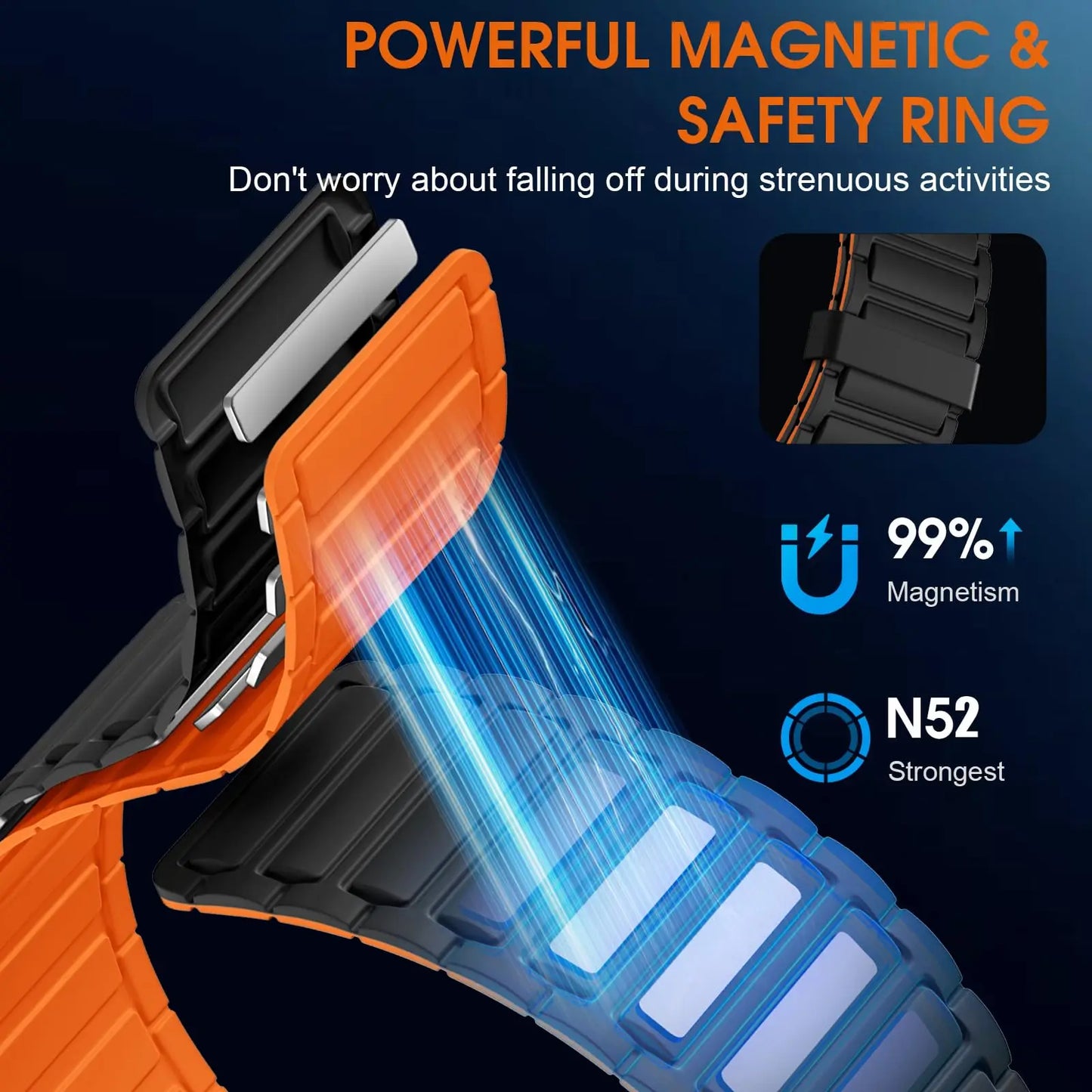 Silicone Magnetic Band for Apple Watch Ultra 3/2 – iWatch Series 6–11 SE