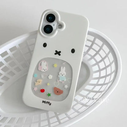 Miffy Rabbit Hollow Out Cute Case for iPhone 16–13 Pro Max Soft Cover