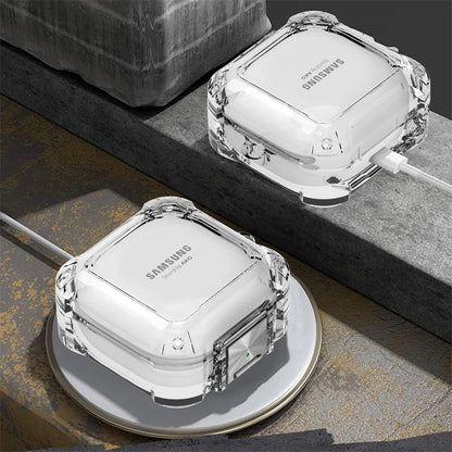 Secure Lock Transparent Case for Samsung Galaxy Buds Pro, Live, Buds 2, FE