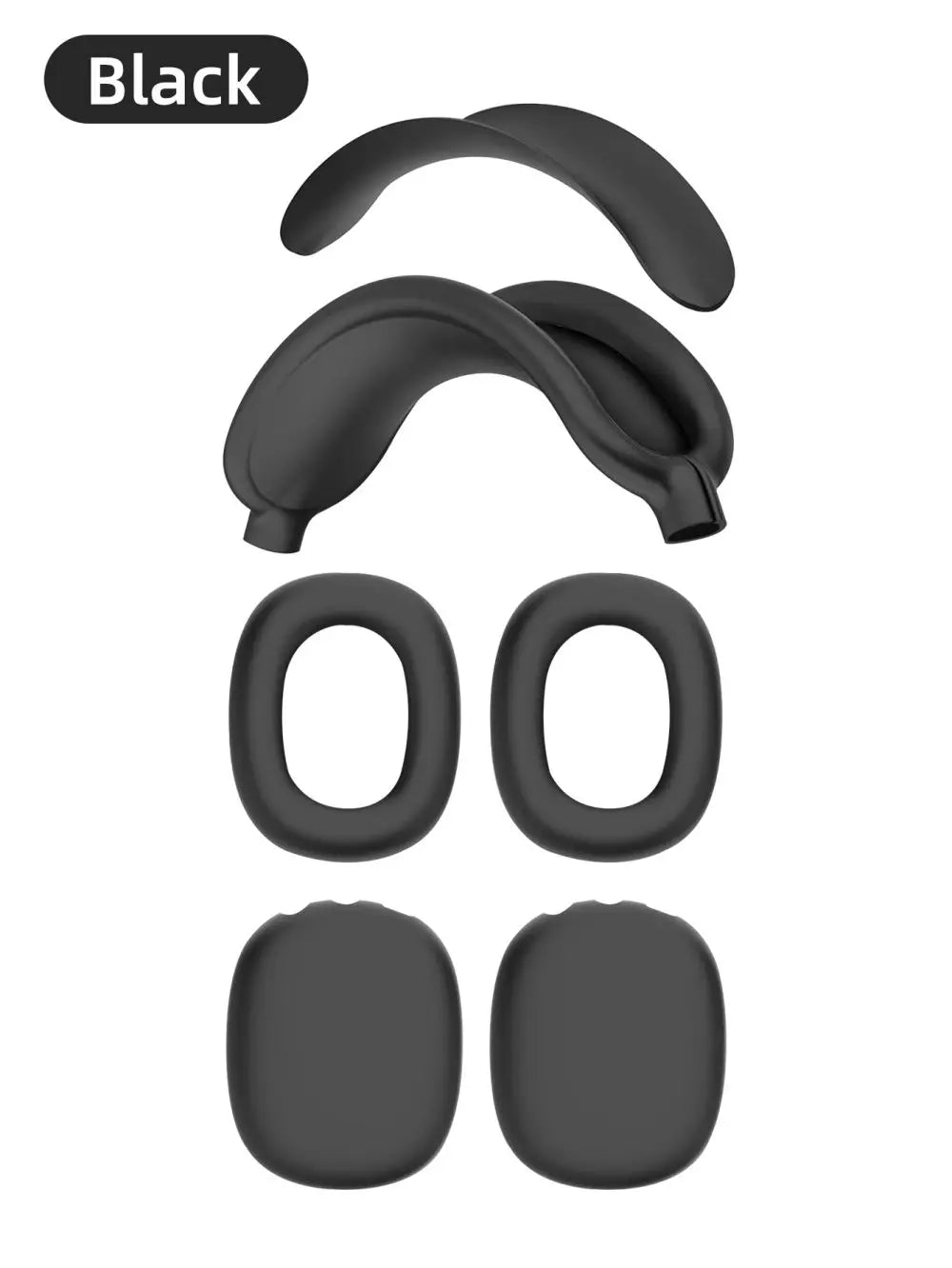 4-in-1 AirPods Max Case, Silicone & TPU Clear Cover with Shockproof Ear Pads & Headband