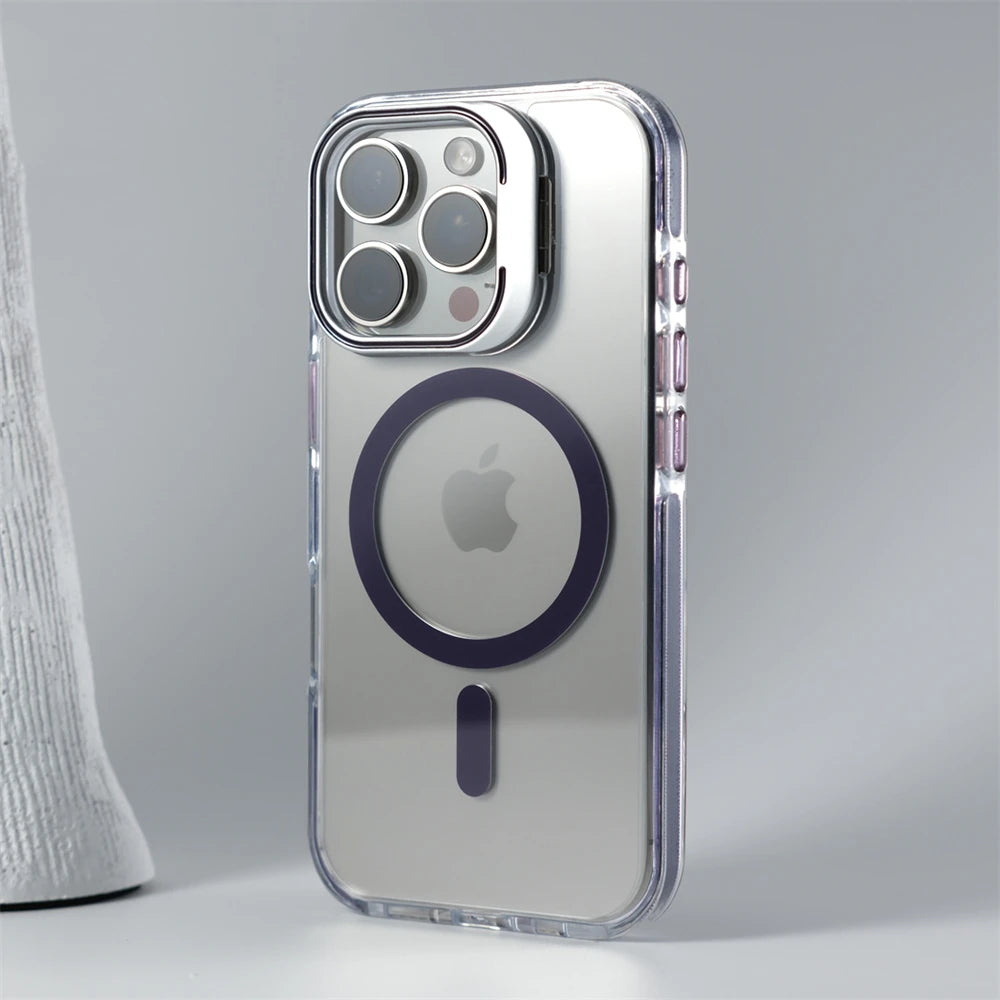 Luxury Lens Holder MagSafe Clear Case for iPhone 17 Air 16 15 14 13 12 Pro Max