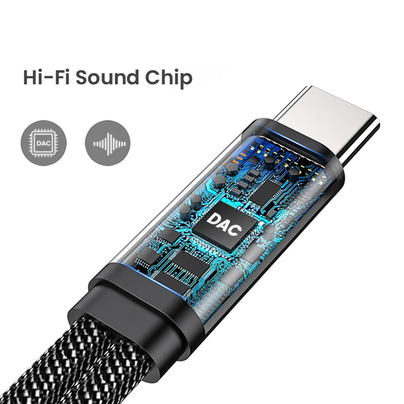 2-in-1 Type-C to 3.5mm Audio Adapter PD 60W Fast Charging Cable for iPhone