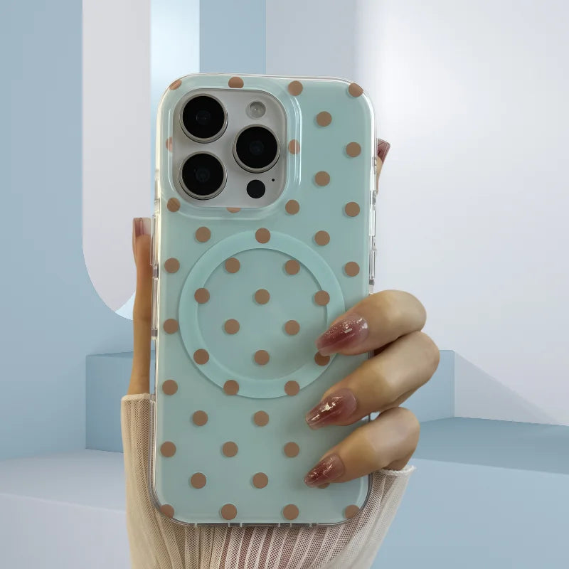 Polka Dots MagSafe Case for iPhone 14–16 Pro Max – Matte & Shockproof