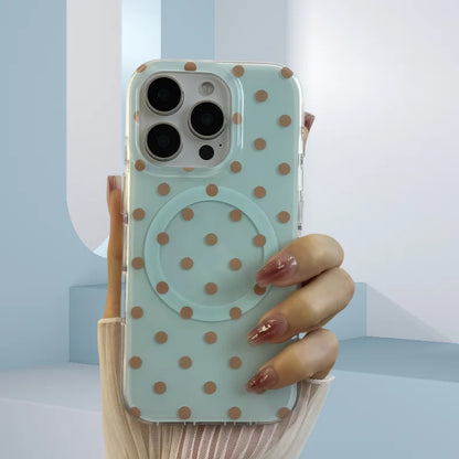 Polka Dots MagSafe Case for iPhone 14–16 Pro Max – Matte & Shockproof