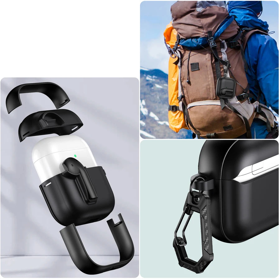 Shockproof Case with Hook for AirPods 4/3/2/Pro 2 – Luxury Protective Cover