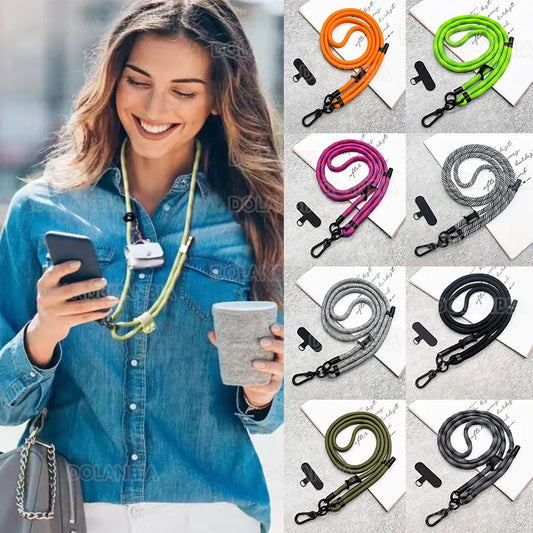 150cm Adjustable Crossbody Phone Lanyard Strap with Patch & Neck Rope