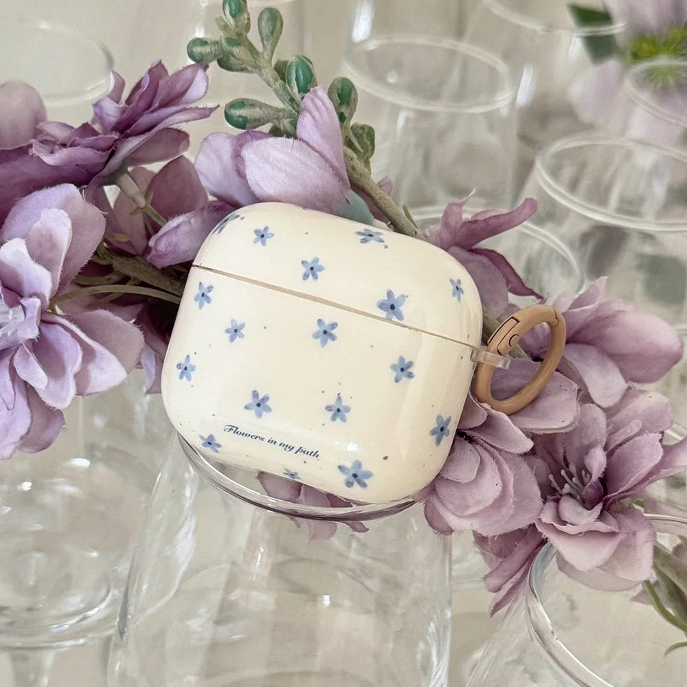 Spring Fresh Blue Flower INS Soft Case for AirPods 4, Pro 2, and 3rd Gen