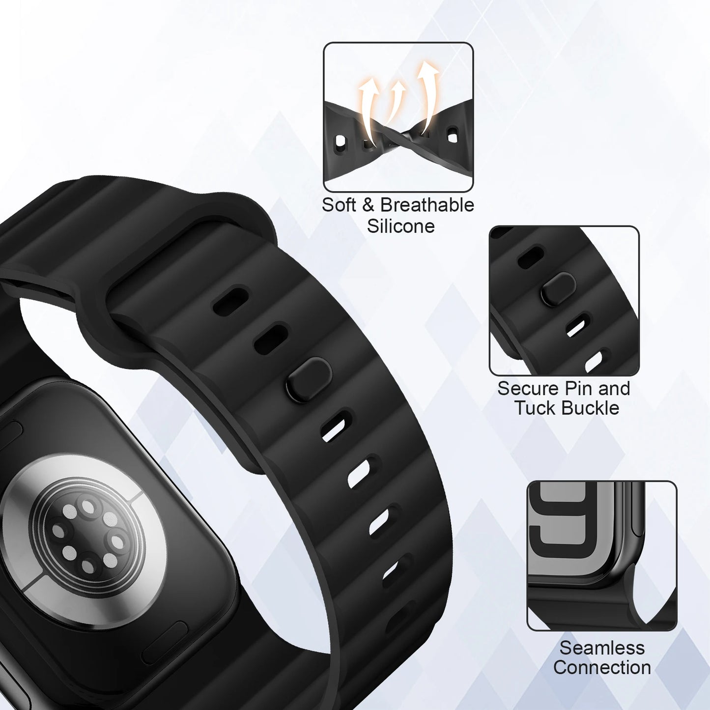 Sport Silicone Strap for Apple Watch Ultra 2 Series 10 9 8 7 SE 49–40mm Bands