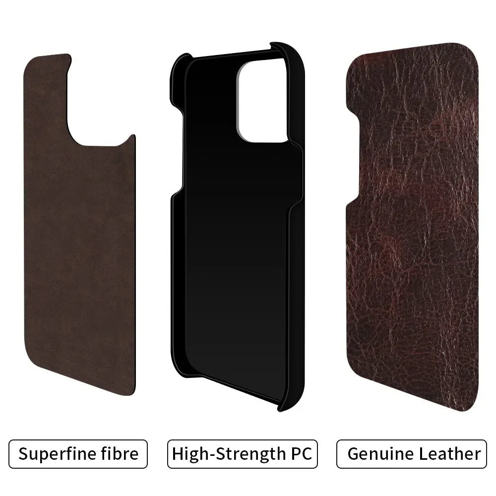 Business Genuine Leather MagSafe Case for iPhone 11–16 Pro Max Premium Cowhide
