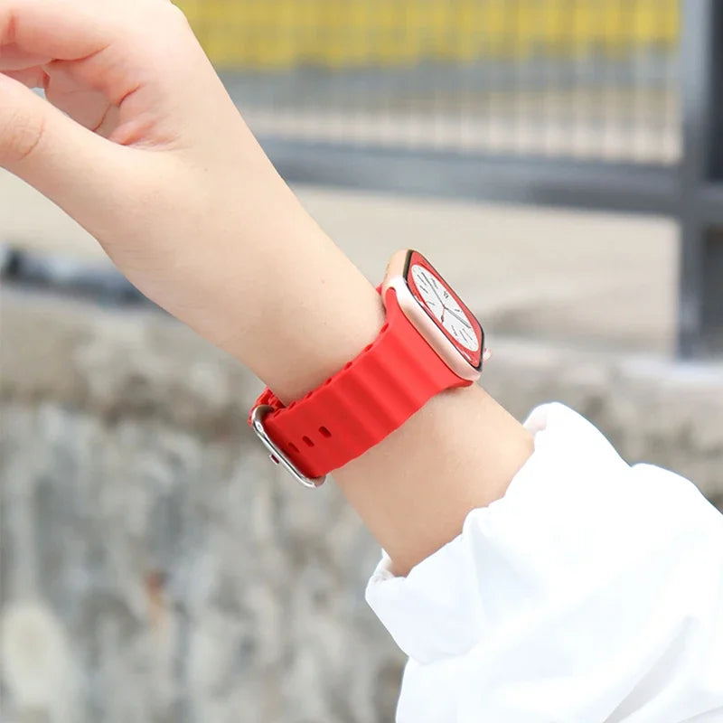 Ocean Strap for Apple Watch Ultra 2–3 SE | Silicone Sport Band 49–41mm